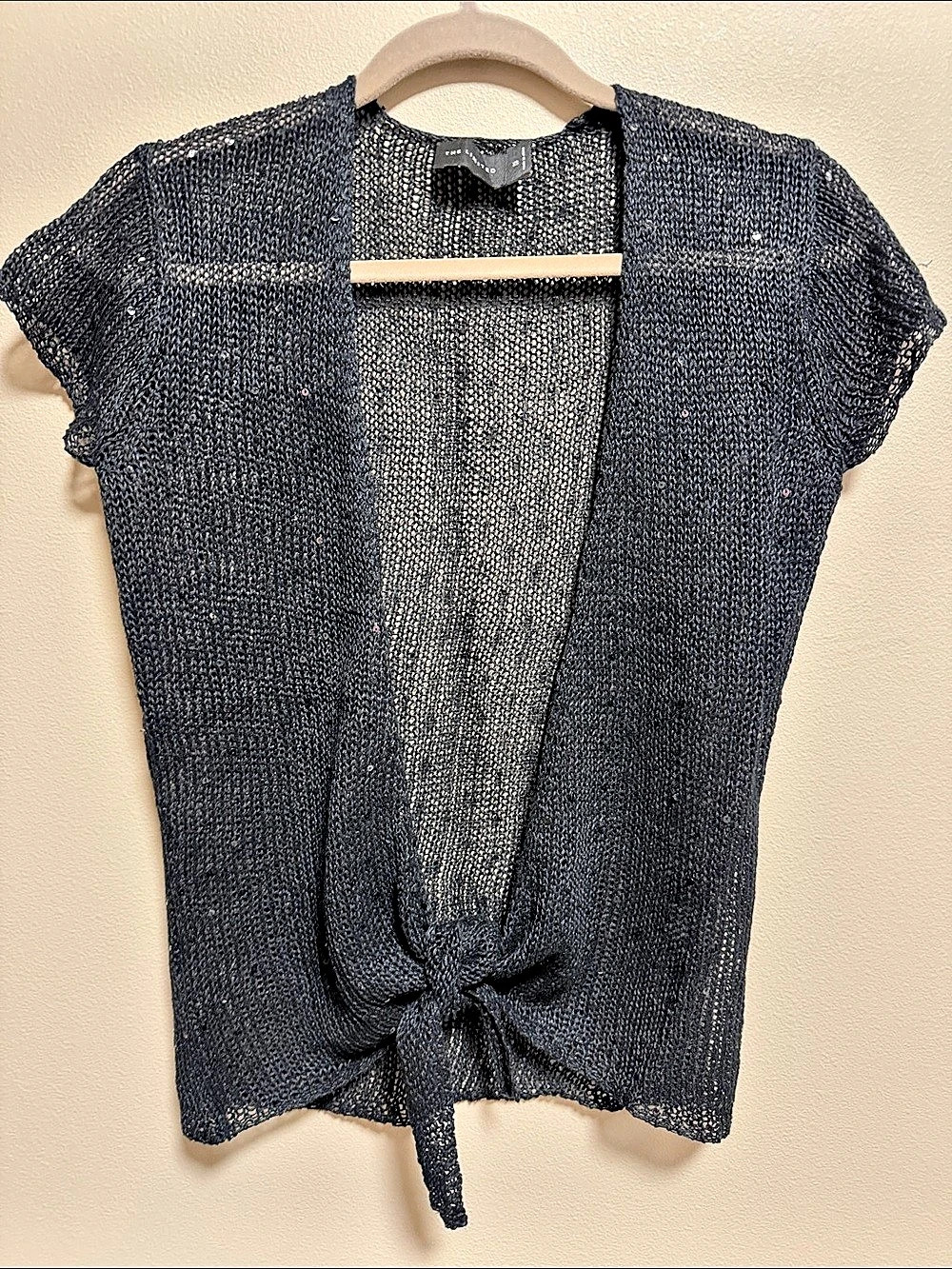 The Limited Tie-Front Open Knit Sequin Shrug